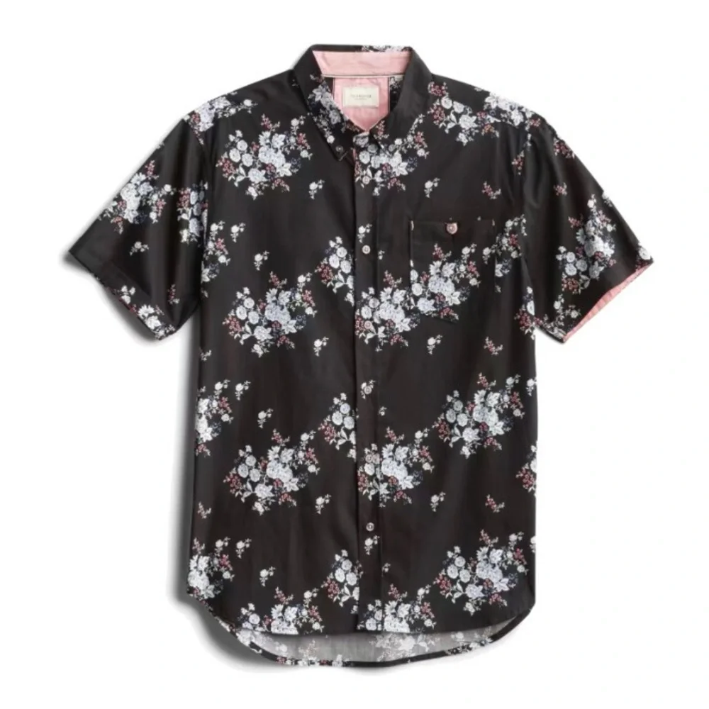 NWOT Black Floral 7 Diamonds Short Sleeve Shirt Size XL